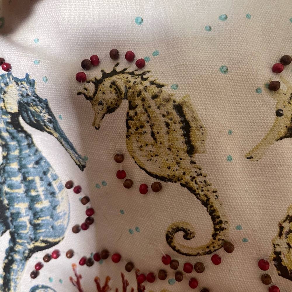 Seahorse Beaded & Painted Sea Horses Women's Kate McRostie Bag - Brown & Cream - Picture 3 of 11